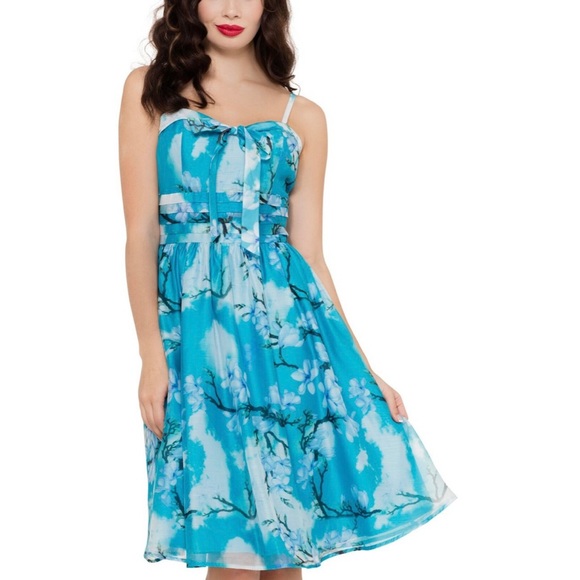 💙☁️Clara Flare Dress with Bow Tie Blue☁️💙 - Picture 4 of 12